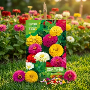 মাল্টি কালার মিক্স জিনিয়া ফুলের বীজ - Multi Color Mix Zinnia Seeds - R World Store