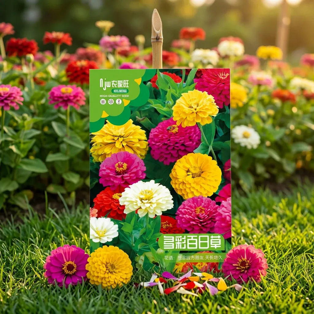 মাল্টি কালার মিক্স জিনিয়া ফুলের বীজ - Multi Color Mix Zinnia Seeds - R World Store
